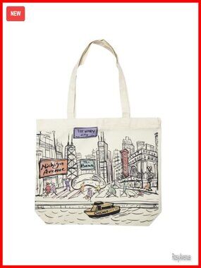Cotton Canvas Tote Bag Double Sided City Art Souvenir Gift 17x14